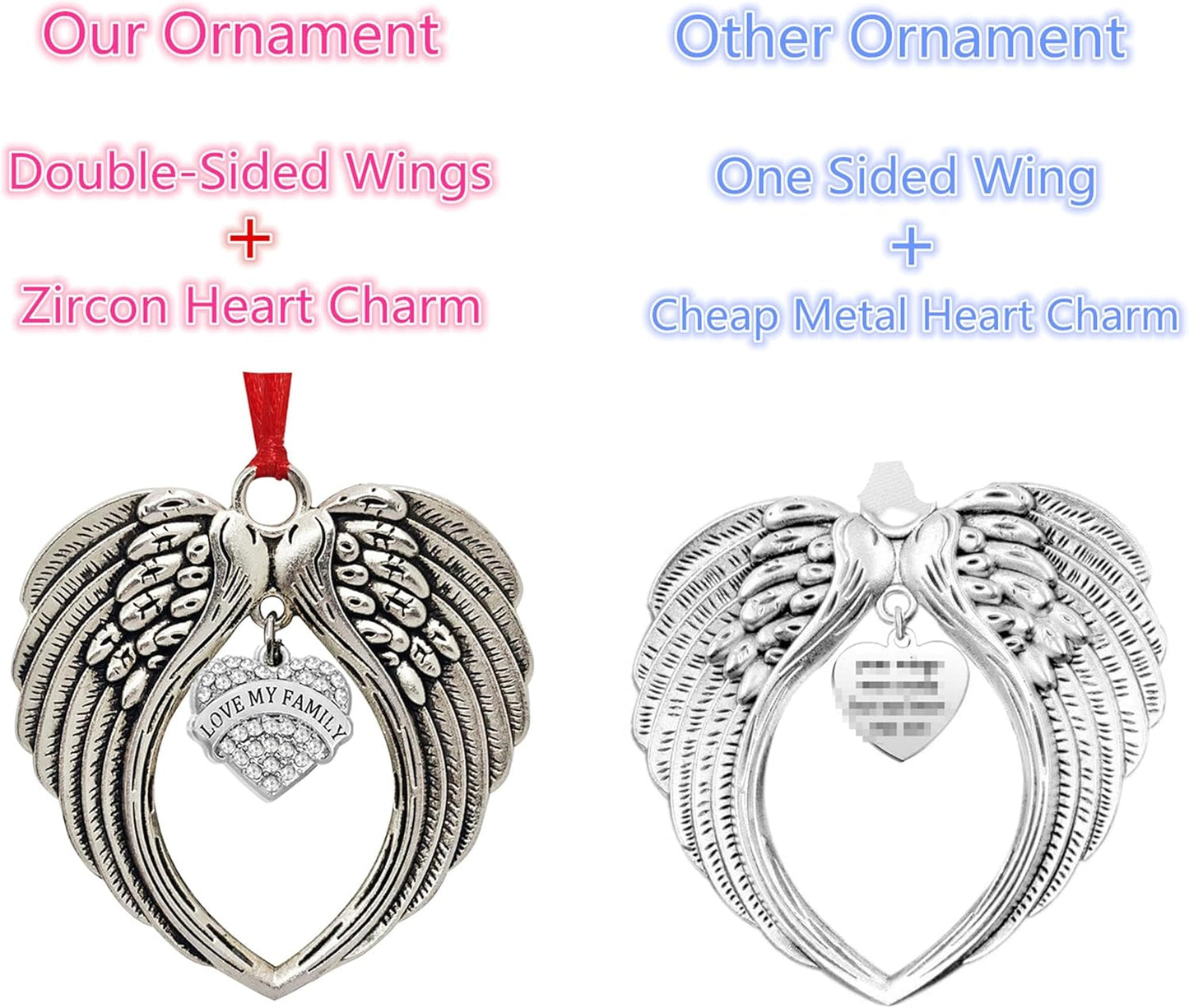 JUPPE Sympathy Gifts, Memorial Gifts for Loss of Loved One, Angel Wings Christmas Tree Ornament, Half of My Heart is in