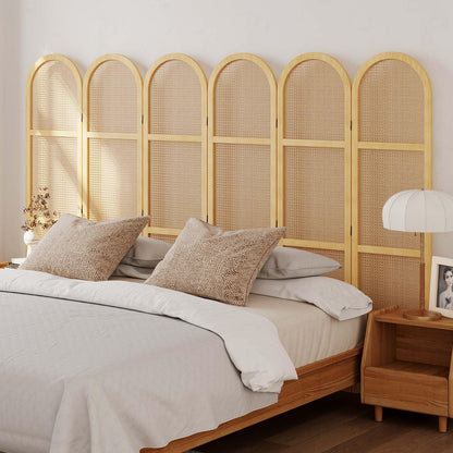 Svimi Room Dividers and Folding Privacy Screens, 5.6 Ft Double Hinged Rattan Partition Freestanding Wall Room Divider for Home - 6 Panels (Natural)