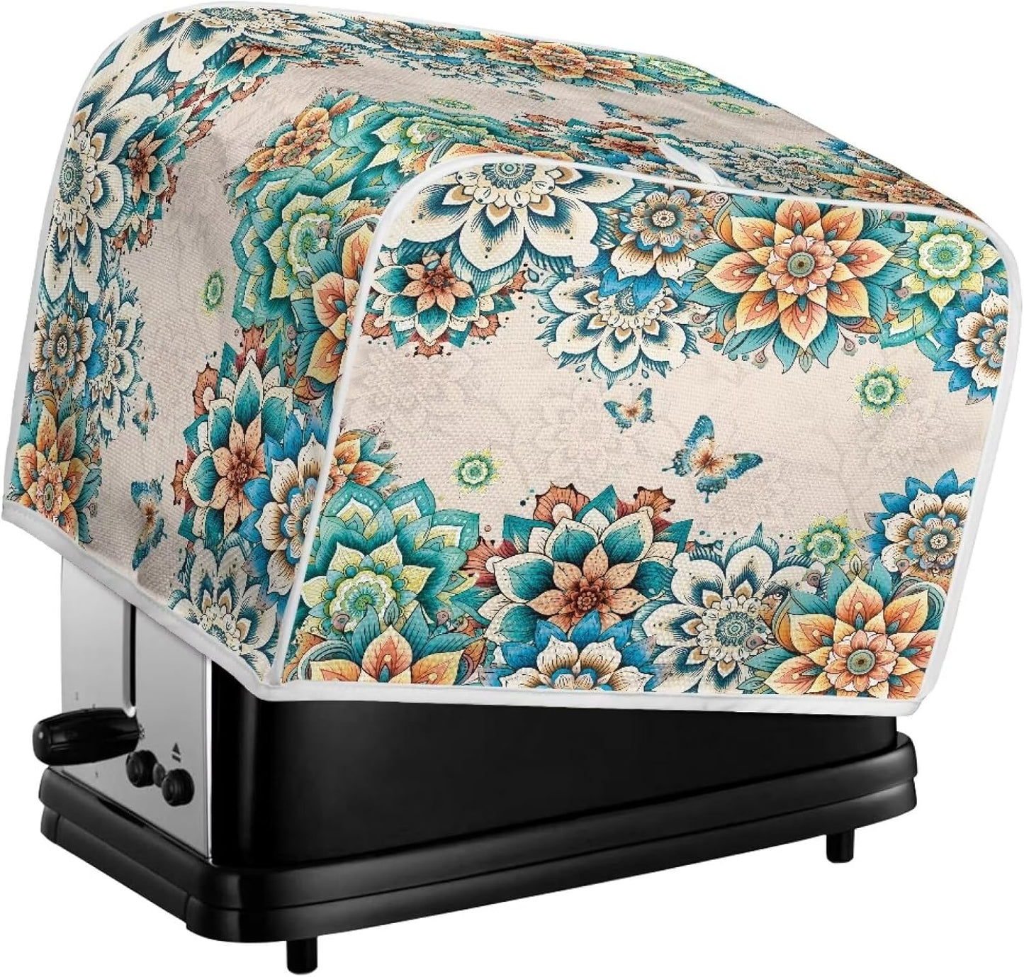 Quilted Boho Toaster Oven Covers, 4 Slice Kitchen Small Appliance Covers, Universal Size Dustproof Cover for Women Gift