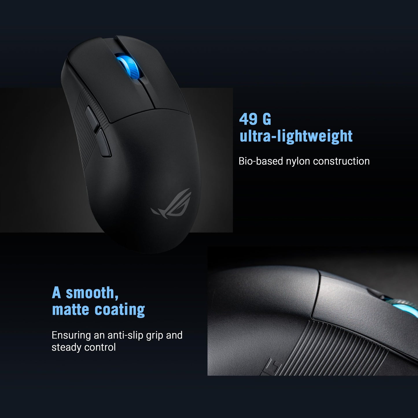 ASUS ROG Harpe Ace Extreme Wireless Esports Gaming Mouse – Carbon Fiber Build, 47g Lightweight, Tri-Mode Connectivity, 42K DPI, up to 70Hr Battery, Glass Skates, Pro-Approved, PC/Mac Support - Black