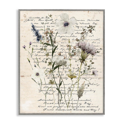 Stupell Industries Pressed Flowers on Page Gray Framed Giclee Wall Art Design by Carol Robinson, 11 x 14