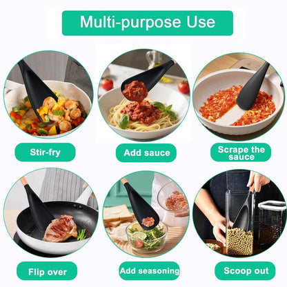 Cooking Spoon for Nonstick Cookware - BPA-Free Matte Silicone & Wooden Handle, Heat-Resistant for Mixing, Scooping, Scraping and Serving, Safe for Pots Pans Skillets (2-Pack)