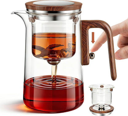 27.05 oz MACTANO Enchant Series Glass Magic Teapot with Magnetic Infuser, Modern Personal Tea Pot for Loose Leaf Tea