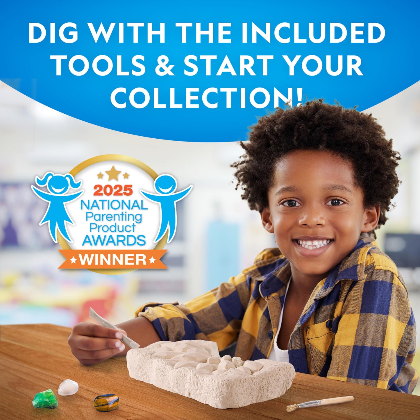 National Geographic Gemstone Dig Kit – Dig Up 10 Real Gemstones and Crystals, Science Kit for Kids, Gem Digging Kit, Gift for Girls and Boys, Mining Kit, Rock Collection