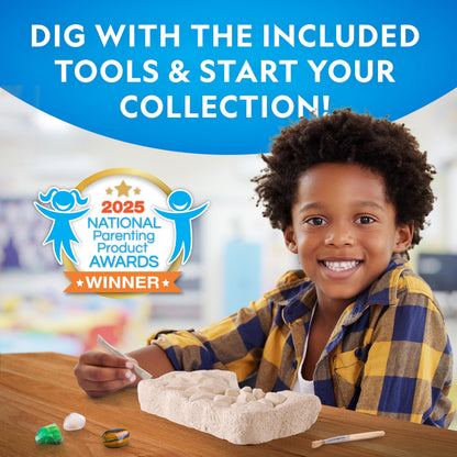 National Geographic Gemstone Dig Kit – Dig Up 10 Real Gemstones and Crystals, Science Kit for Kids, Gem Digging Kit, Gift for Girls and Boys, Mining Kit, Rock Collection