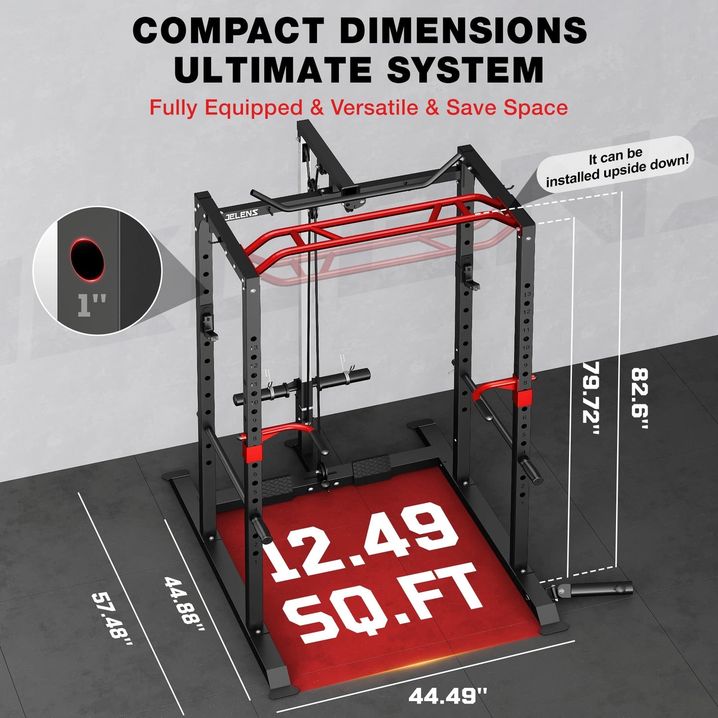 JELENS Power Cage, 2000LBS Multi-Function S11 Power Rack with LAT Pulldown, Squat Rack with Adjustable Pulley System and More Training Attachments, Weight Workout (Home Gym Package)