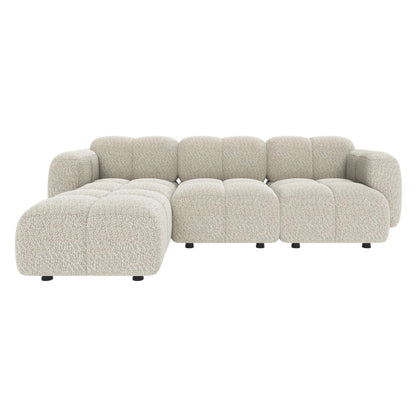 Christopher Knight Home Simi Modular L-Shaped Sofa Couch with Movable Ottoman, Boucle Upholstered Modular Sectional Sofa with Footrest, Modern Home Sofa Living Room, Comfy Cloud Couch, Beige