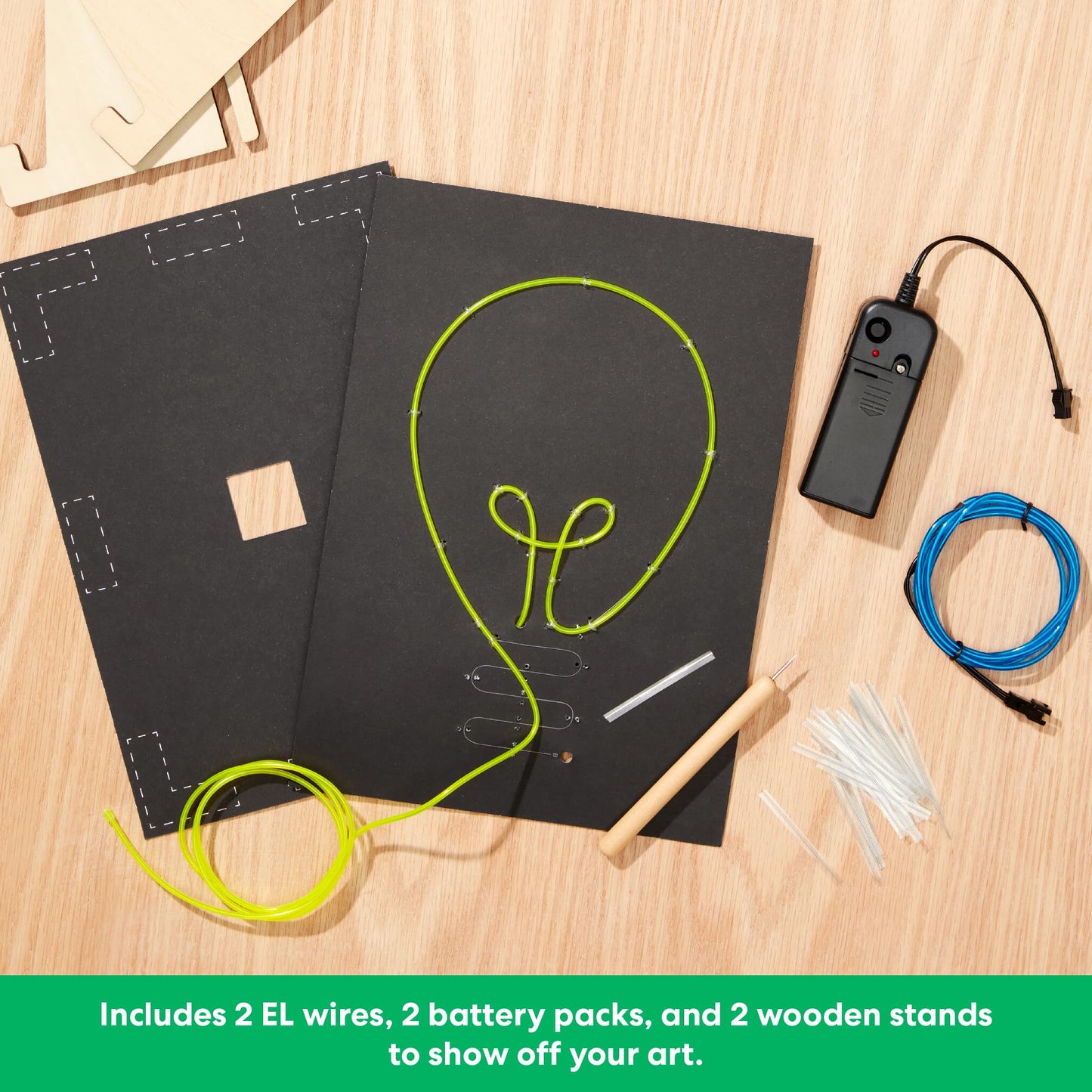 KiwiCo DIY Light-Up Wire Art STEM Kit – Electroluminescent Neon Sign Gift for Kids | Includes EL Wires, Battery Packs & Templates | Educational Science & Engineering Craft