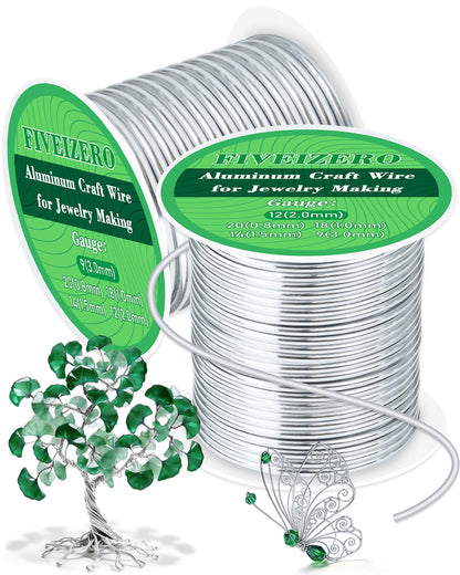 FIVEIZERO 12 Gauge&9 Gauge Aluminum Craft Wire,2mm/3mmArmature Wire for Sculpting, Bendable Metal Wire for Jewelry Making, Wire Wrapping, Floral Sculptures,Clay & Christmas Ornaments Crafting(Sliver)