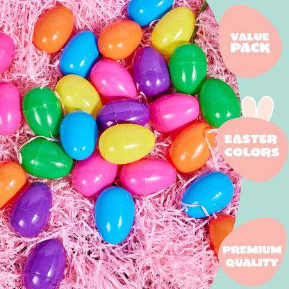 3.15" 264PCS JOYIN Easter Eggs, Fillable Plastic Eggs Empty Colorful Bright Eggshells with Hinge for Easter Hunt