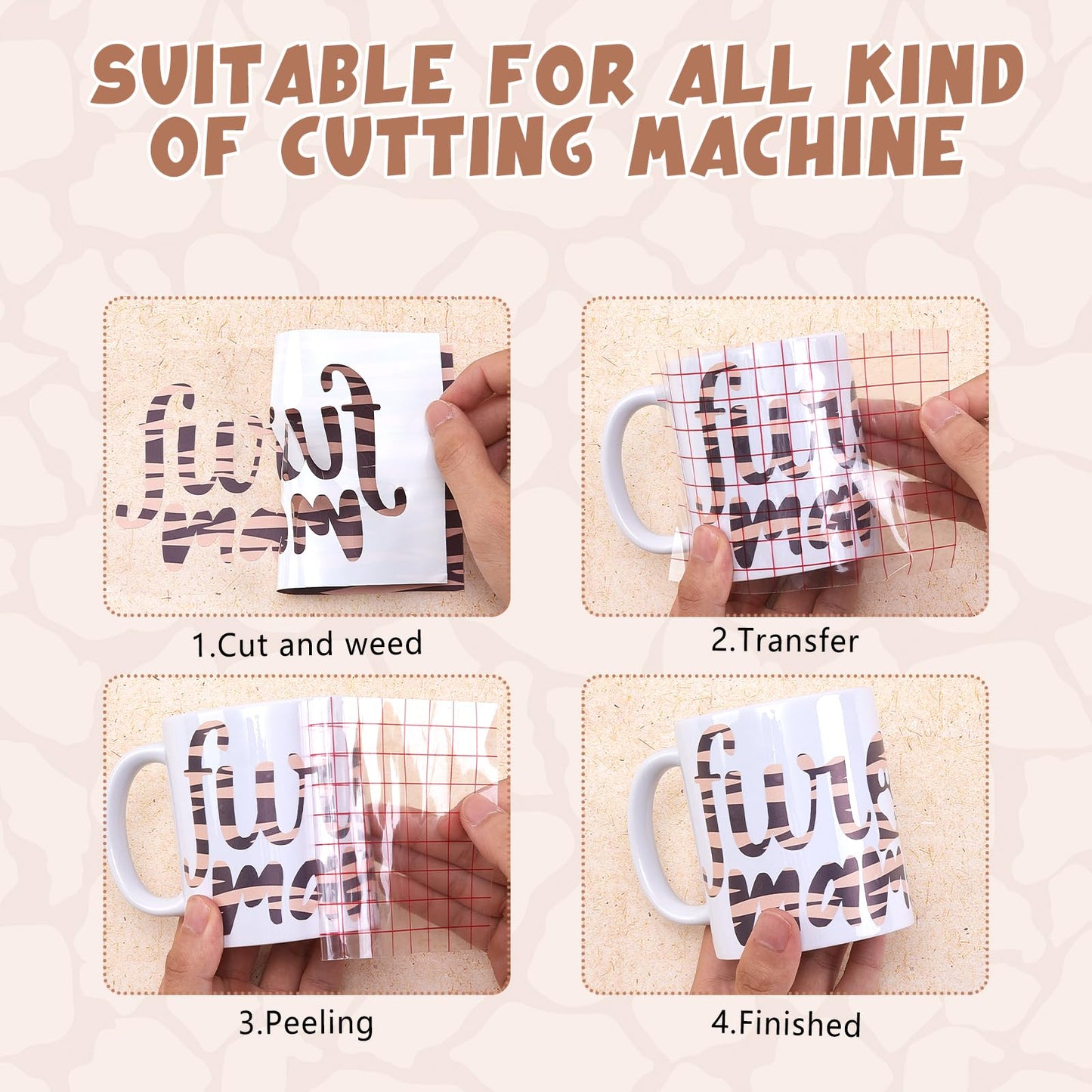Tintnut Animal Print Pattern Permanent Vinyl - 12Sheets 12 x 10inches Leopard Print Permanent Adhesive Vinyl for Cutting Machine, Home Decor Self Sticker