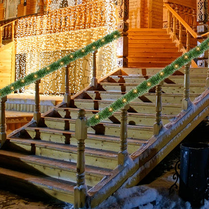 NEROSUN 50 FT Christmas Green Garland, 150 LED Pre-lit Lights Lighted Artificial Pine Garlands, for Indoor Outdoor Gate Home Winter Holiday Christmas Decorations
