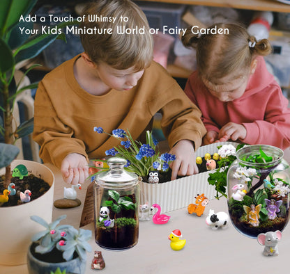 CasaTena Mini Resin Animals Figures Set 100 Pieces Mystery Blind Bag for Dollhouse Miniature Garden Decor - Slime Charm for Craft - Tiny Resin Animal