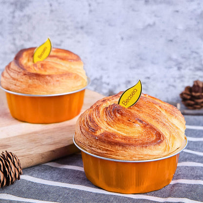 Beasea 50 Pack 8 oz Disposable Ramekins for Baking, Aluminum Foil Cups with Lids, Orange