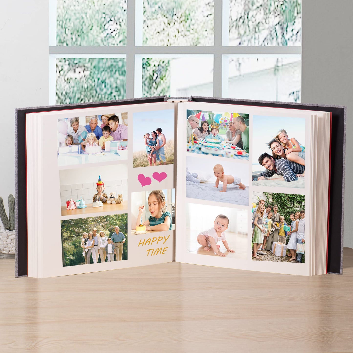 Photo Album Self Adhesive 3x5 4x6 5x7 6x8 8x10 8.5x11 11x10.6 Magnetic Scrapbook Album DIY Length 11x10.6 Inch 40 Pages Linen Cover DIY Photo Album with A Metallic Pen and and Plastic Board(Grey)