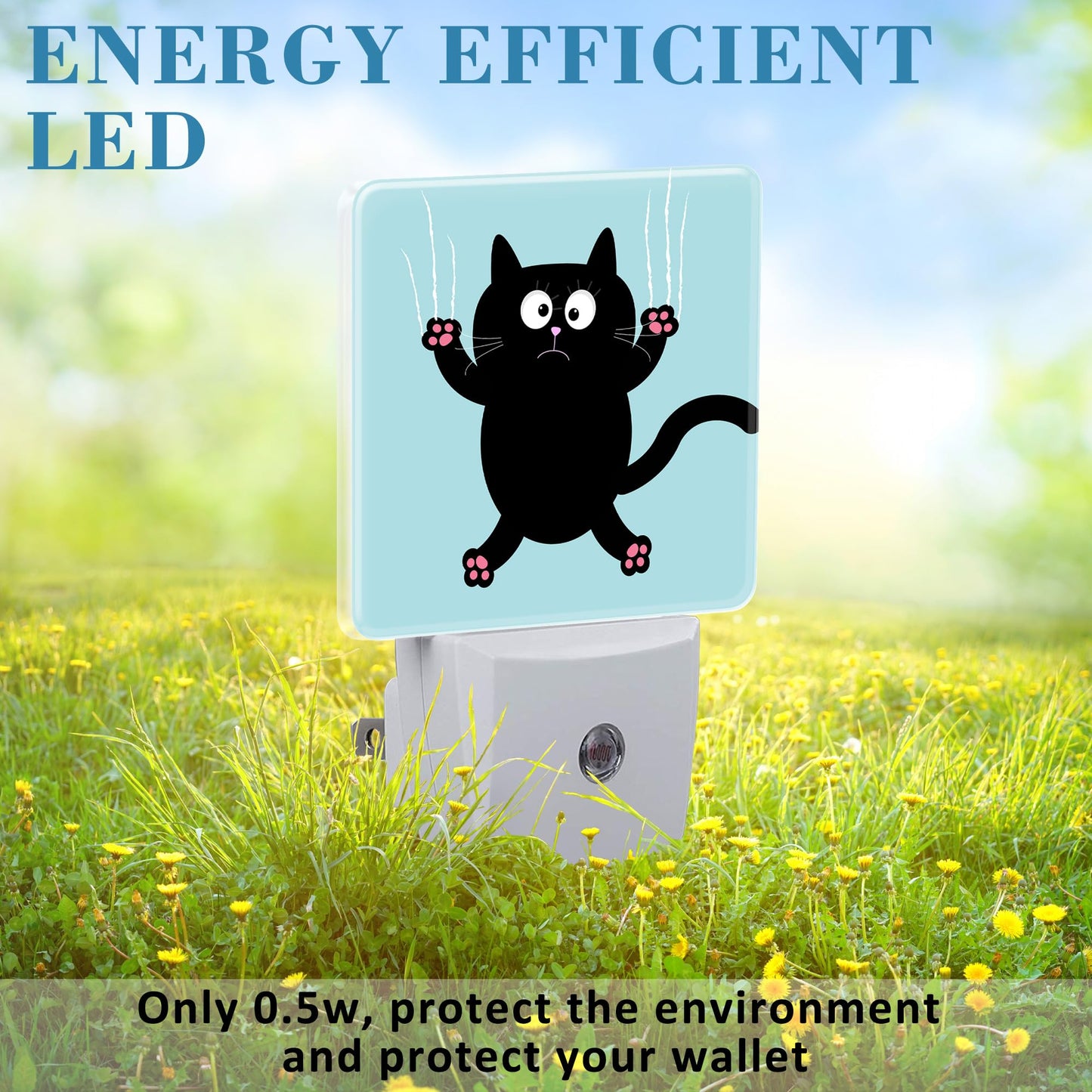 Uiaoiais Cartoon Black Cat Claw Scratch Glass Night Light for Kids, LED Night Light Plug into Wall with Dusk to Dawn Sensor for Girls Boys Women Room Decor,Hallway,Kitchen,Bathroom,Nursery,Stairs