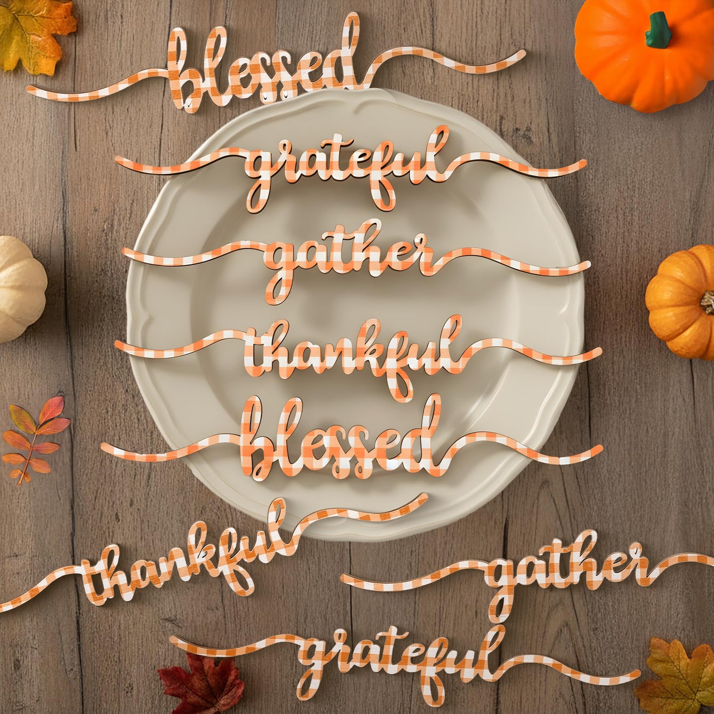 KatchOn, Pumpkin Table Centerpieces And Thanksgiving Wooden Cutout Sign Set – Pack of 14 | Honeycomb Paper Pumpkins And Thankful Blessed Grateful Word Signs For Thanksgiving Table And Fall Decorations