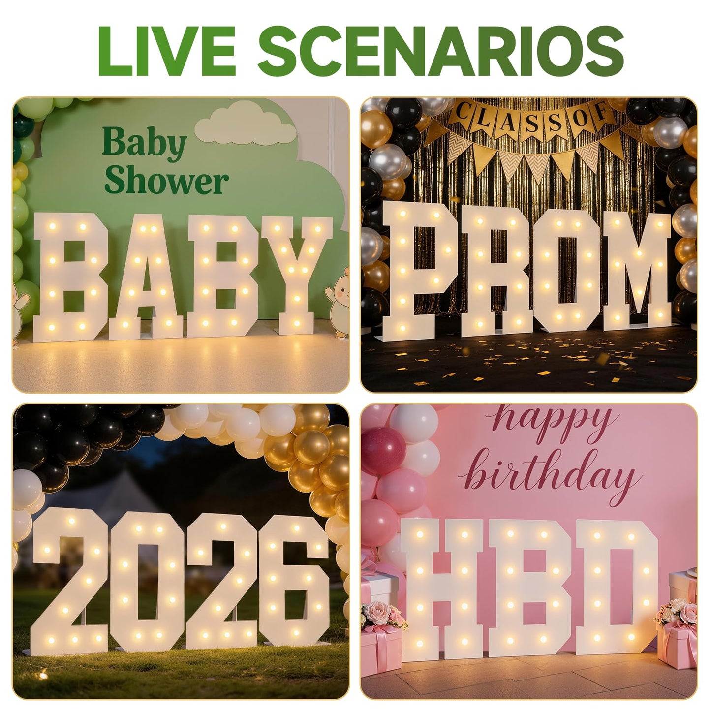 2FT Light up Letters, Large Marquee Letters A, 2.3 Feet Tall Big Sign A with Warm White Light for Birthday Wedding Proposal Engagement Graduation Party Backdrop Decorations