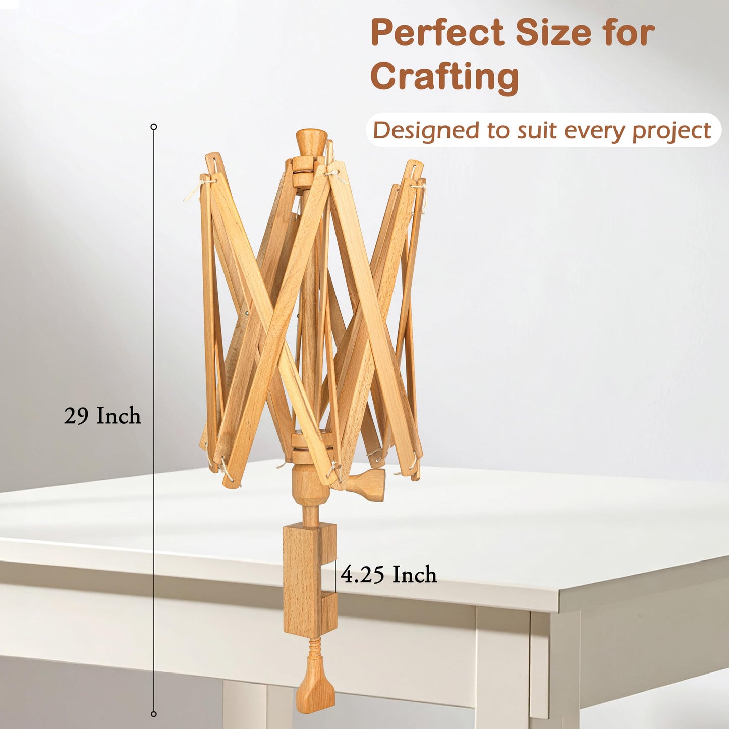 Wooden Yarn Umbrella Swift Winder - Rosewood Yarn Skein Holder - Yarn Swift Winder for Crocheting & Knitting (Beachwood Umbrella Swift)