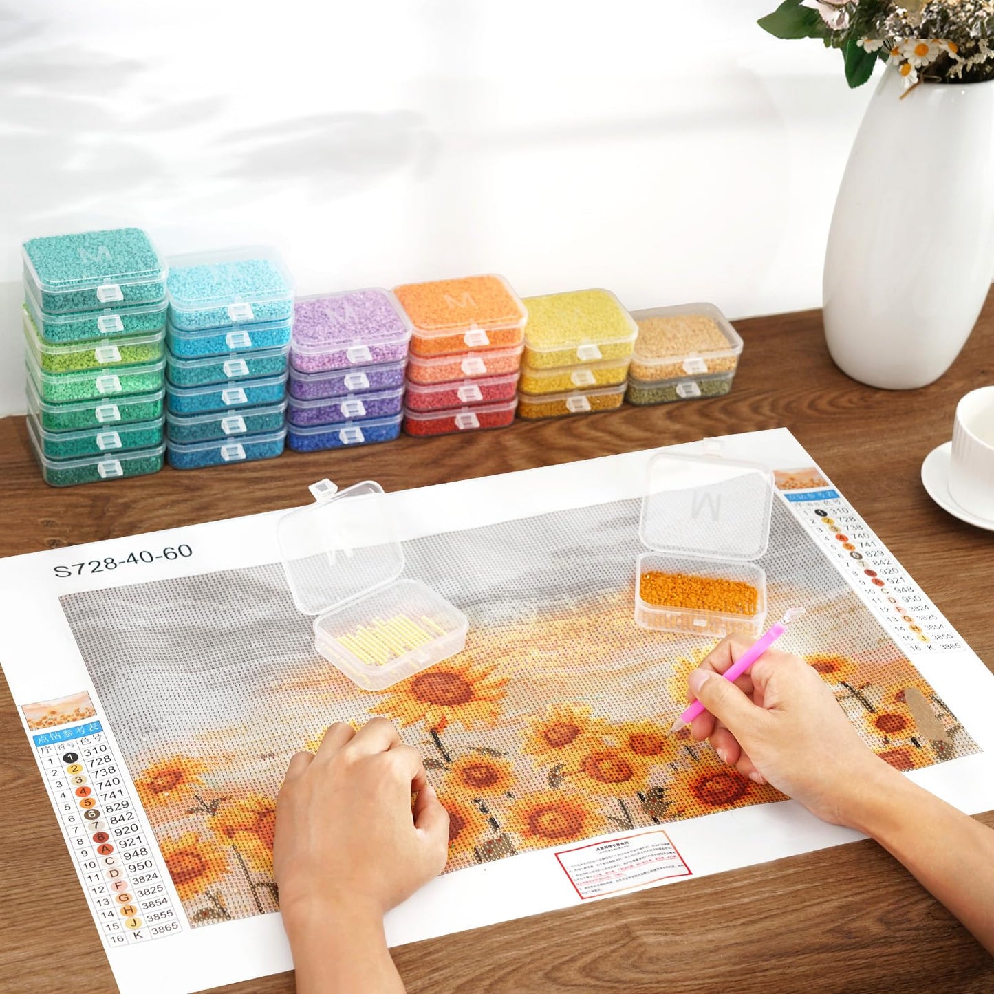 Maxuni 50pcs Diamond Painting Trays with Lids - Thickened Diamond Art Storage Containers, Stackable Diamond Art Trays, Painting Organizer Accessories for 5D Art Beads Storage & Line-Up