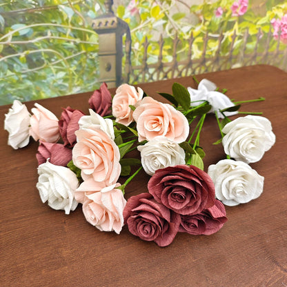 Mybbshower Dusty Pink Crepe Paper Rose Craft Kit for Weddings Home Decor Gift Giving Handmade DIY Gift Wrapping Paper Crafts Birthday Wedding Holiday Paper Flower Set of 18