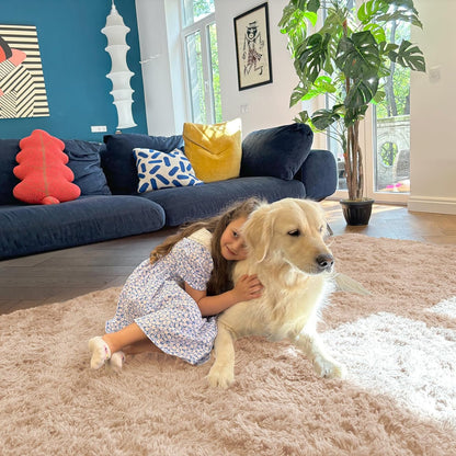 OLANLY Machine Washable 2x12 Runner Rug - Soft Fluffy Shaggy Design for Hallway & Bedroom | Beige