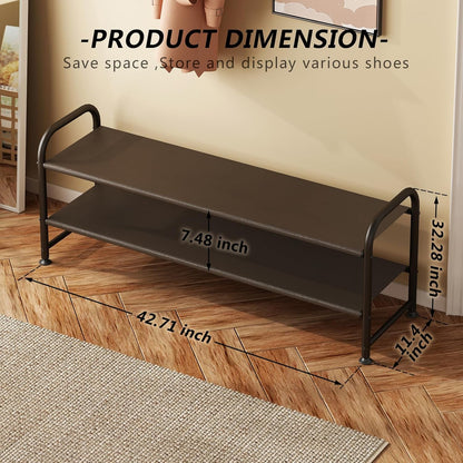 2 Closet INGIORDAR Shoe Rack Tier Long Storage Organizer Wide Metal Shoe Shelf for Entryway Brown