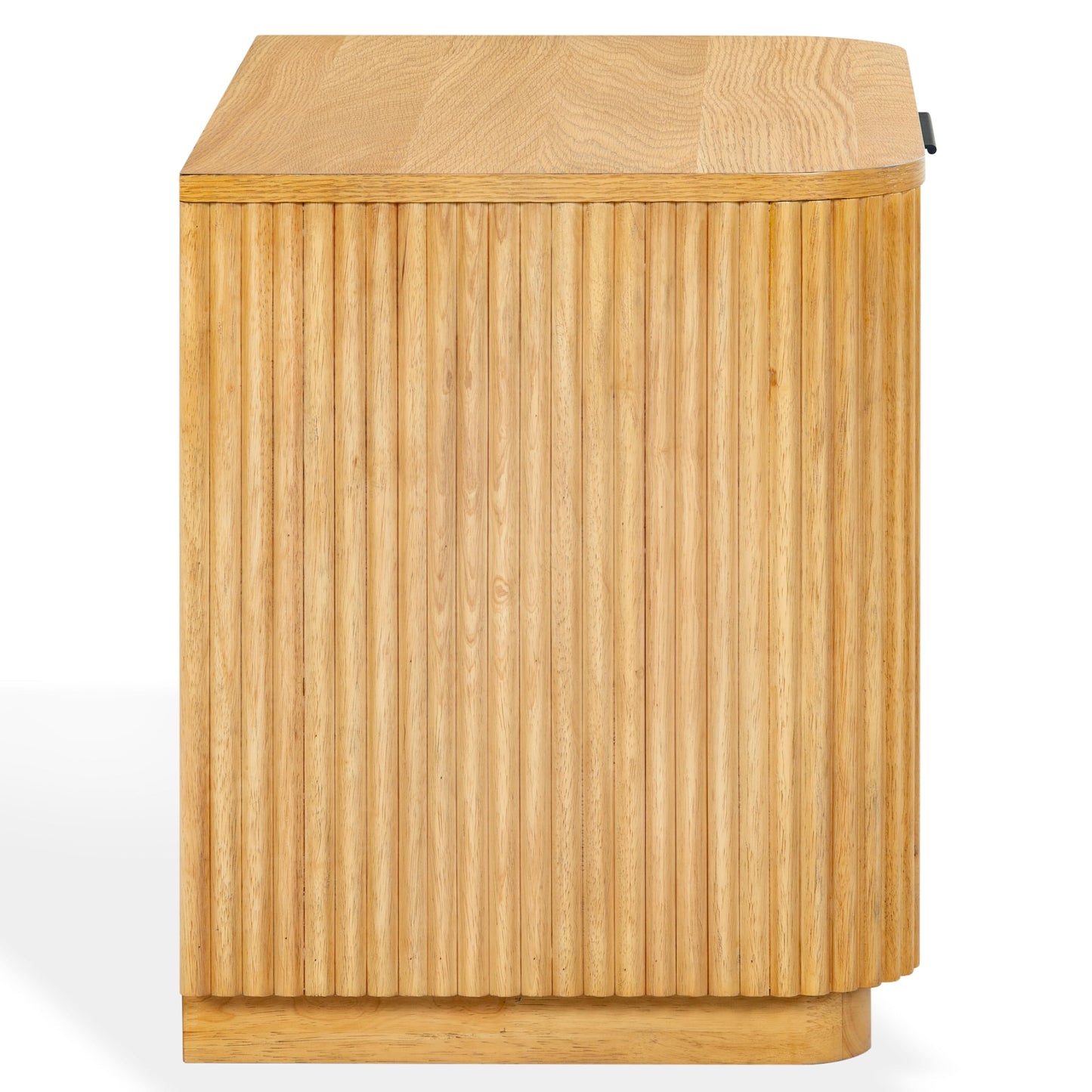 SAFAVIEH Couture Collection – Barrymore Greige Oak Reeded Wood Nightstand, 1 Drawer Bedside Table with Open Shelf, Fully Assembled (SFV2224A)