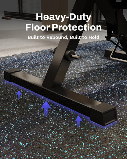 AIRHOP 0.56in Thick 96 Sq Ft Exercise Equipment Mats, 24Tiles Upgraded Rubber Top with High Density EVA Foam, Large Interlocking Puzzle Gym Flooring for Home Gym, Heavy Weight Workout, Black & Blue