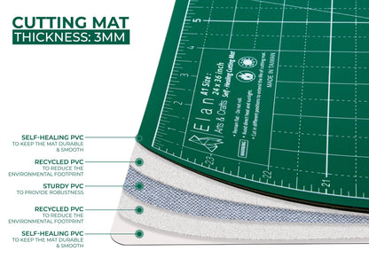 Elan Cutting Mat A1 Green, Large Self Healing Cutting Mat 24 x 36 Inch, 5-Ply Craft Board Green, Hobby Board for Crafts 24x36 Inch