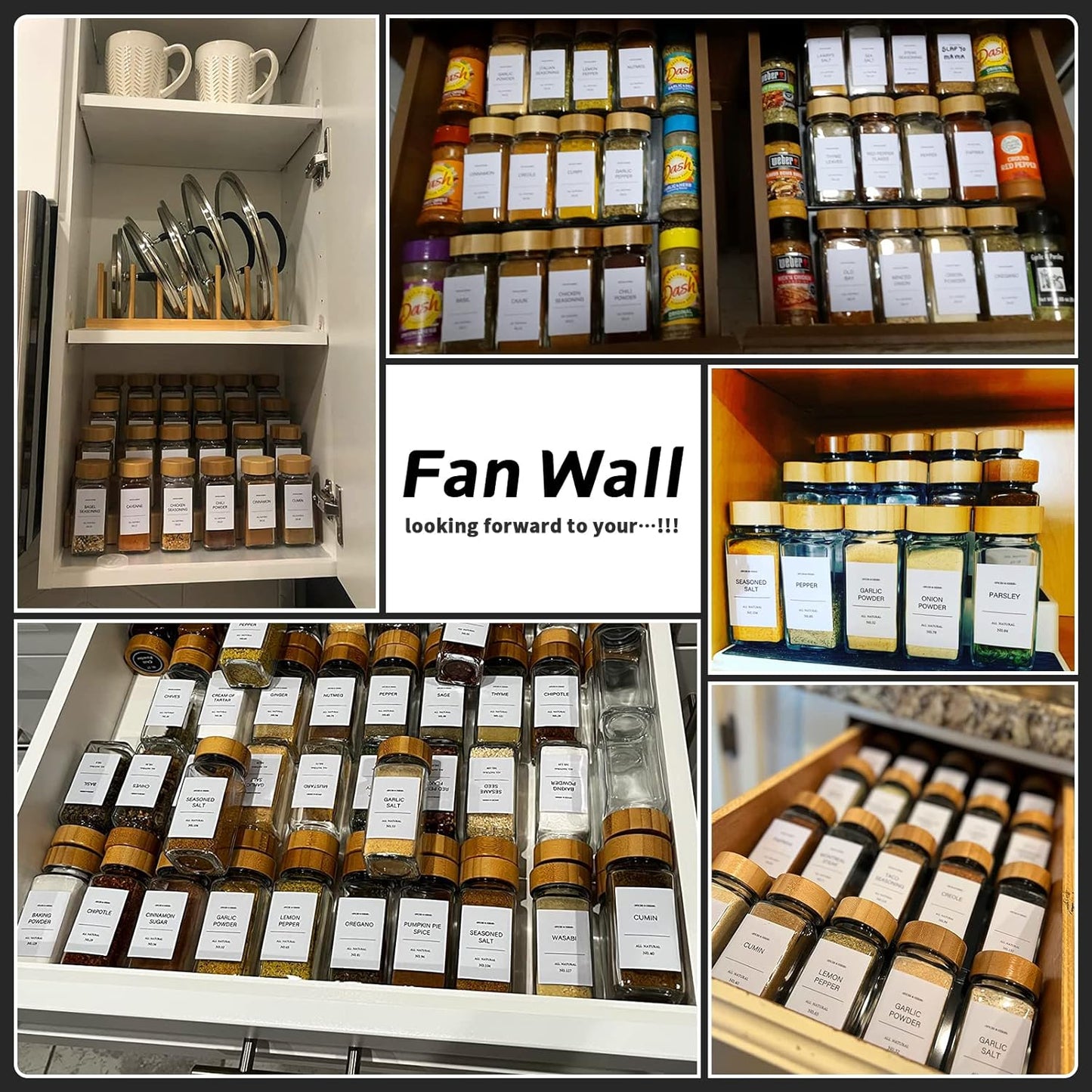 24Pcs,Seasoning Set,Kitchen Set,Seasoning DIMBRAH Spice Jars with Label Containers,Glass Spice Jars with Bamboo