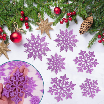 Skiennix 36pcs Christmas Light Purple Snowflake Ornaments - Plastic Hanging Decor for Winter Wonderland