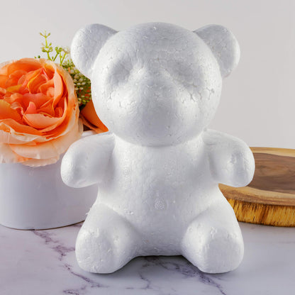 Super Z Outlet Foam Teddy Bear Shaped Round Nose Polystyrene Arts and Crafts Blank White DIY Mould Scultpture for Party Decorations, Wedding, Floral Arrangements (20cm x 13cm) (Pack of 2)