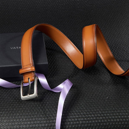 VATAN Men's Leather Dress Belts Handmade Classic Every Day Leather Belt with Prong Buckle for Men Work Business Casual (Tan, 36 (Waist 34))