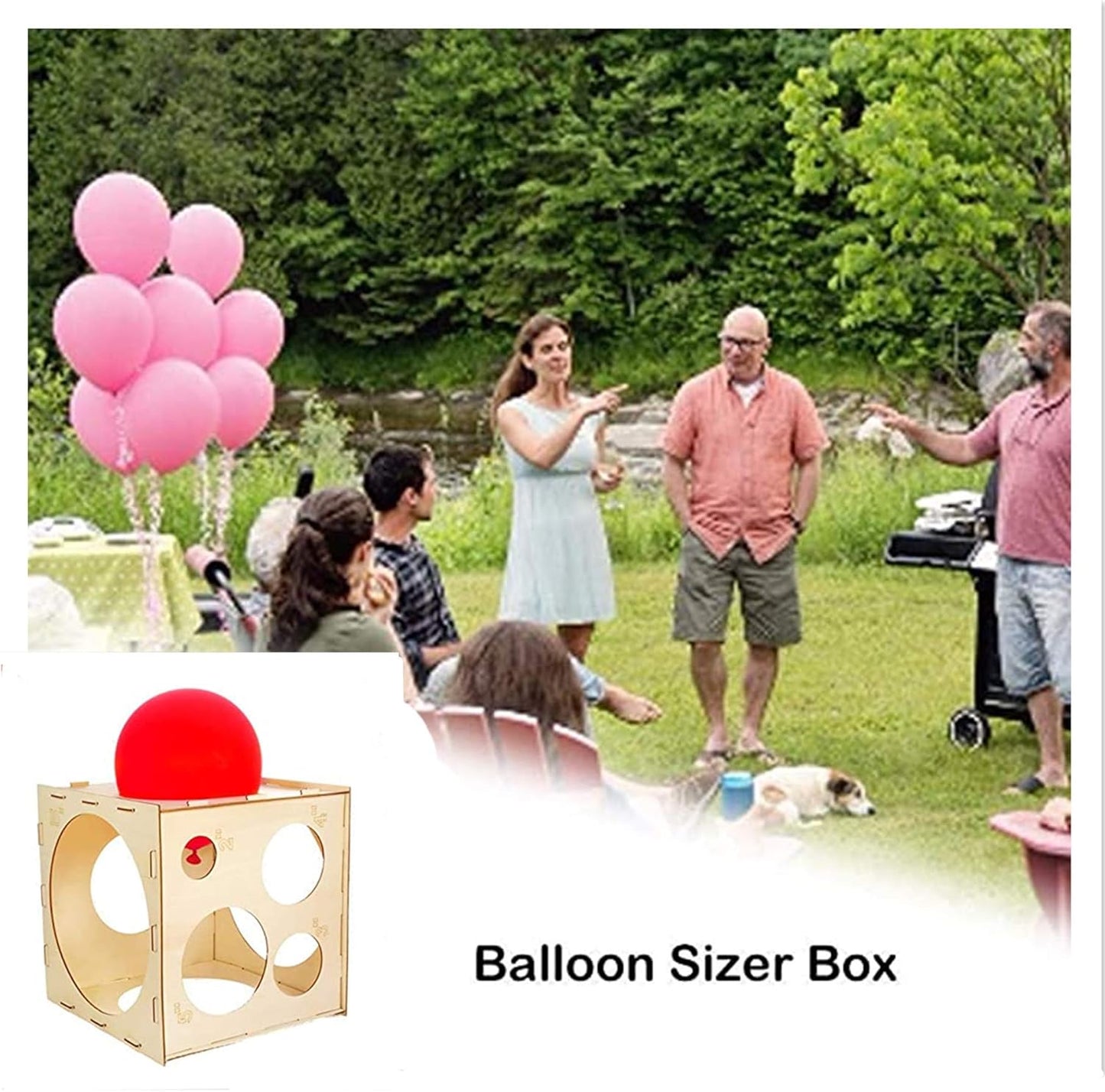 9 Holes Assemblable Wood Balloon Sizer Cube, DIY Tool for Party, Birthday & Wedding Decorations