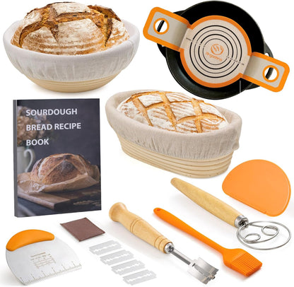9" 10"Oval Set, Sourdough Starter Kit, Sourdough Bread Baking Supplies, Round & Rattan Banneton Bread Proofing Baskets