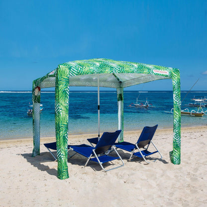 CoolCabana Beach Shade Tent - Easy Setup, UPF 50+ Protection, Large & Medium Sizes, Compact & Wind Resistant - Beach Cabana for The Whole Family - Palms, Medium