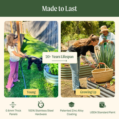 Vego garden Raised Garden Bed Kits, 17" Tall 9 in 1 8ft x 2ft Metal Raised Planter Bed Outdoor for Vegetables Flowers Ground Planter Box, Terra Cotta