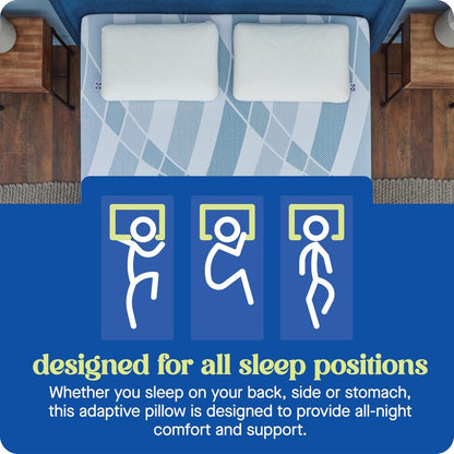 Sealy Dreamlife Queen Size Memory Foam Cooling Pillow with Surface Guard Technology, Removable Machine-Washable Cover, 1 Year Limited Warranty, White (2 Pack)