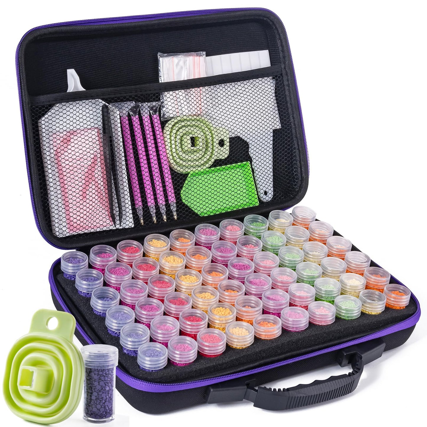 ZYNYXY 60 Slots Diamond Art Storage Container with Diamond Art Accessories and Tools, Portable Bead Storage Boxes for Diamond Painting Kits