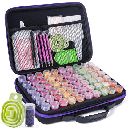 ZYNYXY 60 Slots Diamond Art Storage Container with Diamond Art Accessories and Tools, Portable Bead Storage Boxes for Diamond Painting Kits