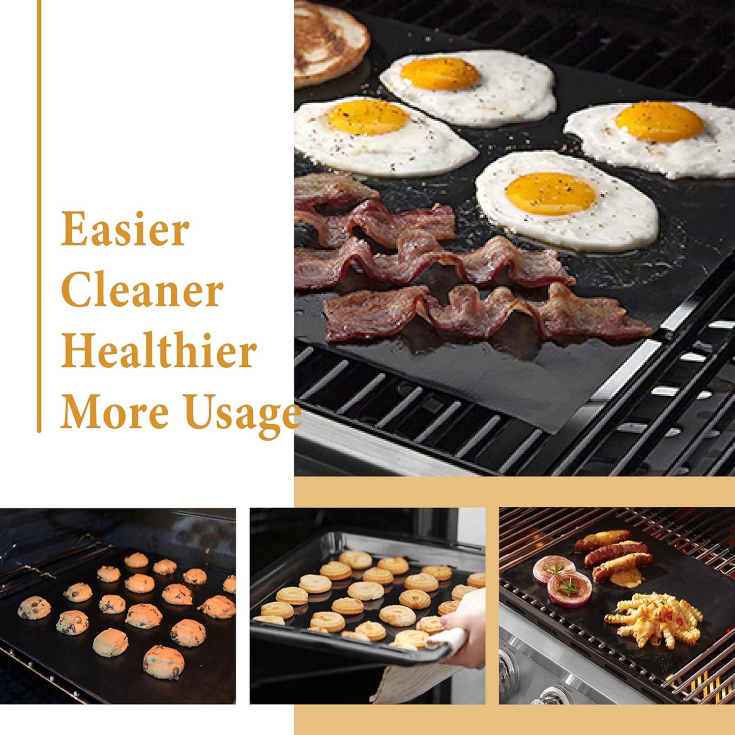 Skiennix Non-Stick Oven Liners - Heavy Duty Reusable Teflon Baking Mat for Electric & Gas Ovens | Large Size