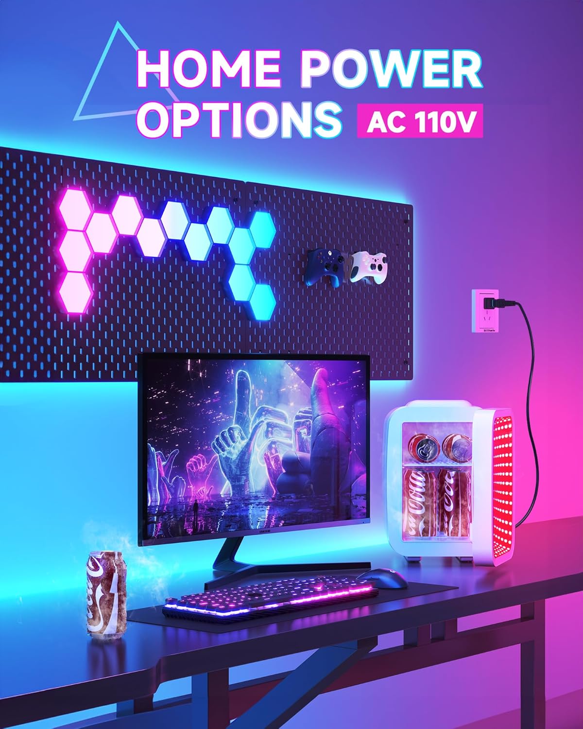 Mini Fridge, 4 Liter/6 Cans Small Refrigerator with Dimmable LED Light, AC/DC Portable Cooler for Bedroom, Office,