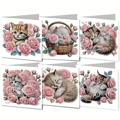 DDGYP 6-Pack Diamond Art Kits for Adults, 5D Diamond Painting Greeting Card Kit with Envelopes, 5.9x11.81 Inch Diamond Art Cards for DIY Crafts, Birthday & Holiday Greetings