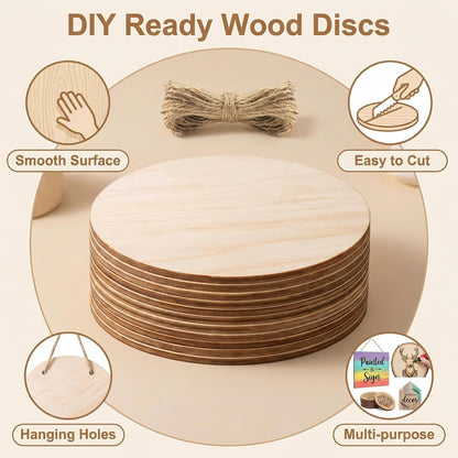 10 Pack Blank Unfinished Round Wood DIY Crafts Signs 2mm Basswood Sheets for Laser Cutting 12 Inch Wooden Door Hanger Sign DIY Painting Halloween