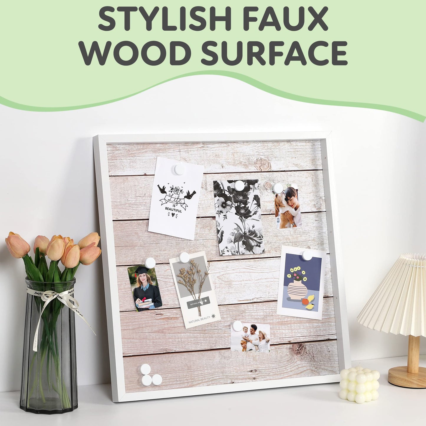 Houseables Picture Board, Photo Board, Photo Display, Picture Collage, Collage Frame, Polaroid Wall Display, Wall Decor, Memory, Postcard, Magnetic, Bulletin, Hanging with Clips, String, Bedroom, 20in