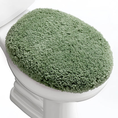 Baahrnom Luxury Soft Microfiber Toilet Lid Cover Machine Washable Solid Toilet Seat Cover 17.5" x 15" Adjustable Rubber Backing Fits Most 16-17.5" L x 14-16" W Round Oblong and Elongated Toilet Seat