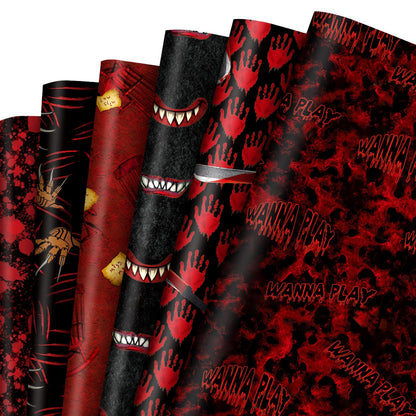 JarThenaAMCS 12 Sheets Halloween Bloody Wrapping Paper - Not Roll - Horror Handprint Paw Blade Gift Wrap Paper Folded Flat for DIY Crafts Holiday Party Supplies, 19.7 x 27.6 Inch