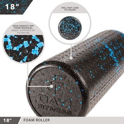 Day 1 Fitness High Density Muscle Foam Rollers - Sports Massage Rollers for Stretching, Physical Therapy, Deep Tissue, Myofascial Release - Ideal for Exercise and Pain Relief - Speckled Blue, 12”