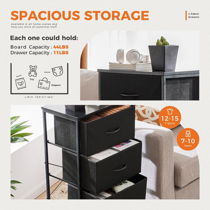 Sweetcrispy Dresser for Bedroom with 4 Drawers, Skinny Fabric Storage Tower, Chest of Drawers for Closet, Living Room